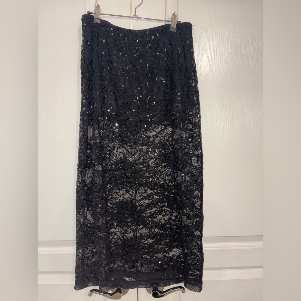 NWT WILD FABLE BLACK LACE SEQUINS SKIRT size M - Picture 4 of 5